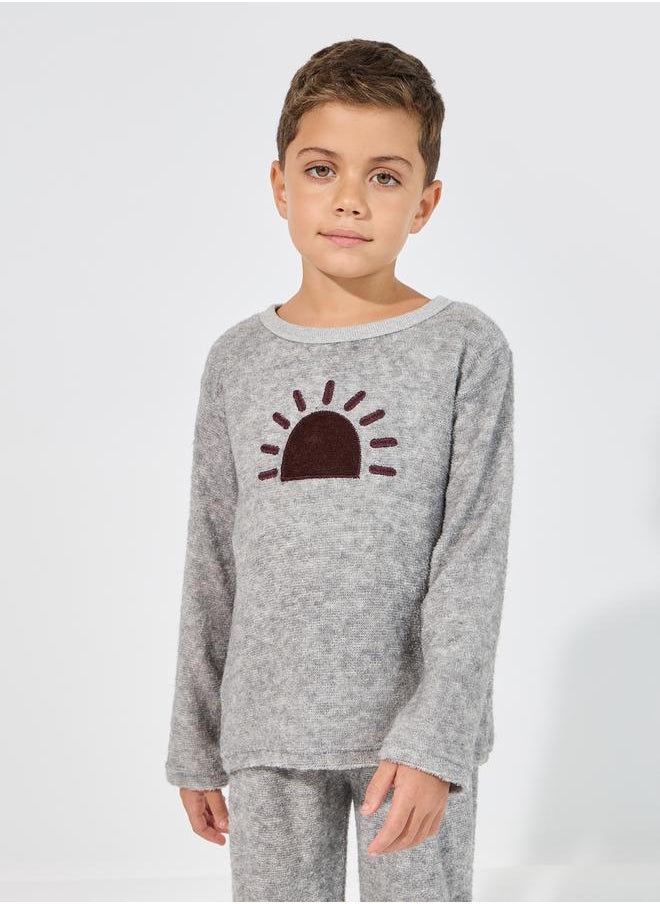 Styli - Sun Embroidery Towelling Top & Pyjama Set - Image 1