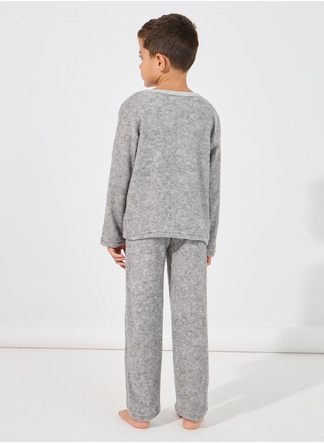 Styli - Sun Embroidery Towelling Top & Pyjama Set - Image 1
