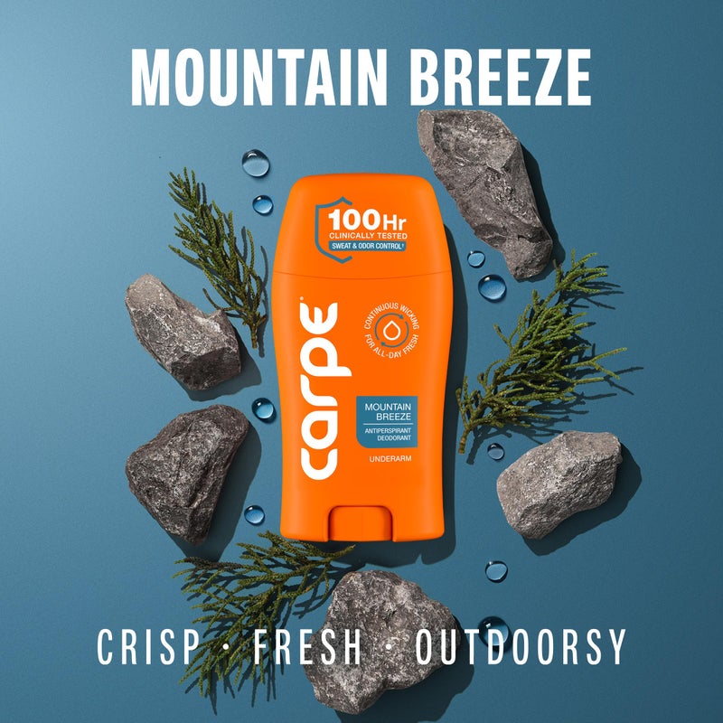 Carpe Underarm Antiperspirant Deodorant for Men and Women - 100 Hour Sweat & Odor Control - Clinical Strength Deodorant for Men - Long Lasting Deodorant Antiperspirant - Mountain Breeze - 3 Pack - Image 3