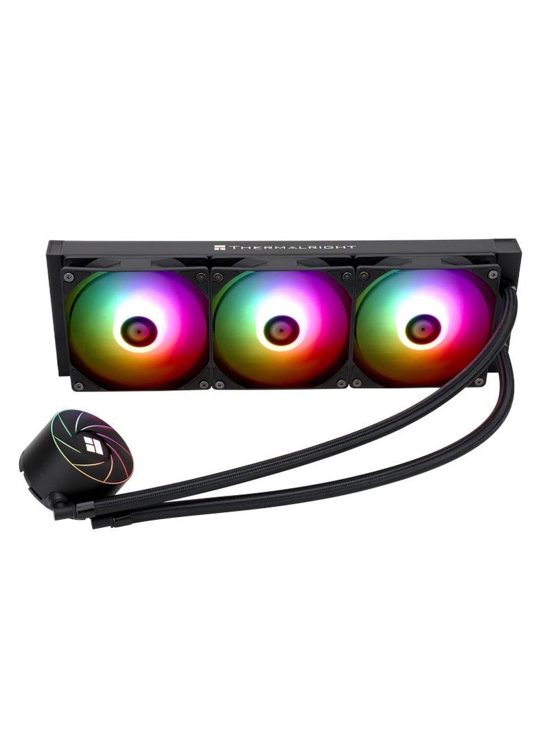 ثيرمالرايت مبرد تبريد سائل لوحدة المعالجة المركزية، أسود (RGB) حجم صف التبريد 360، مروحة PWM 120 مم، محمل S-FDB، AMD/AM4/AM5 - Image 2