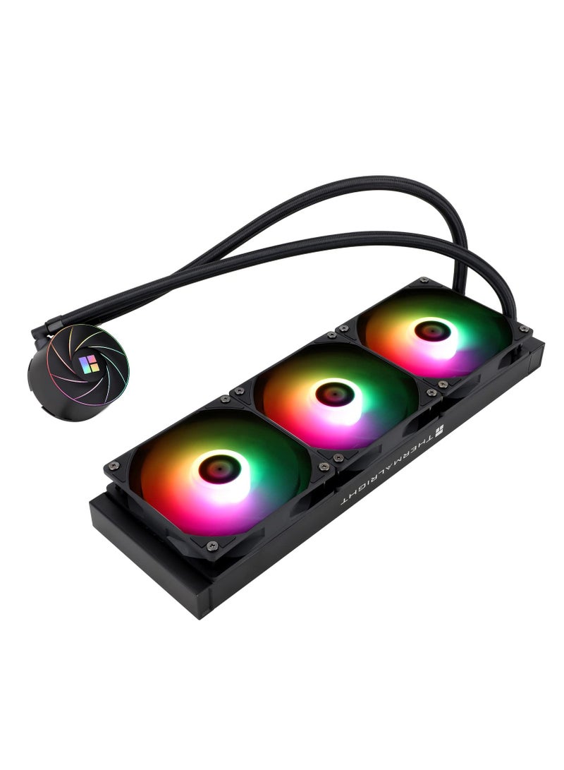 ثيرمالرايت مبرد تبريد سائل لوحدة المعالجة المركزية، أسود (RGB) حجم صف التبريد 360، مروحة PWM 120 مم، محمل S-FDB، AMD/AM4/AM5 - Image 3