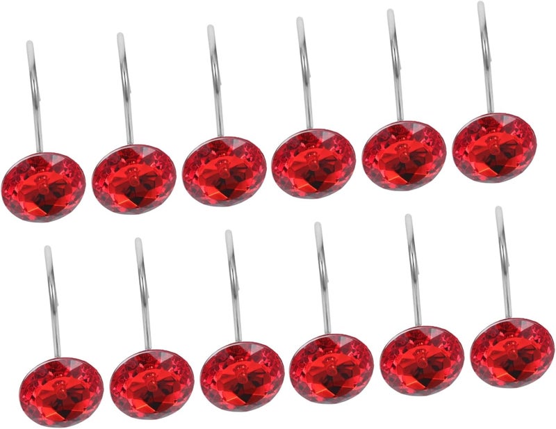 Acrylic Shower Curtain Hooks 12pcs Elegant Bead Design Bathroom Accessories - Image 1