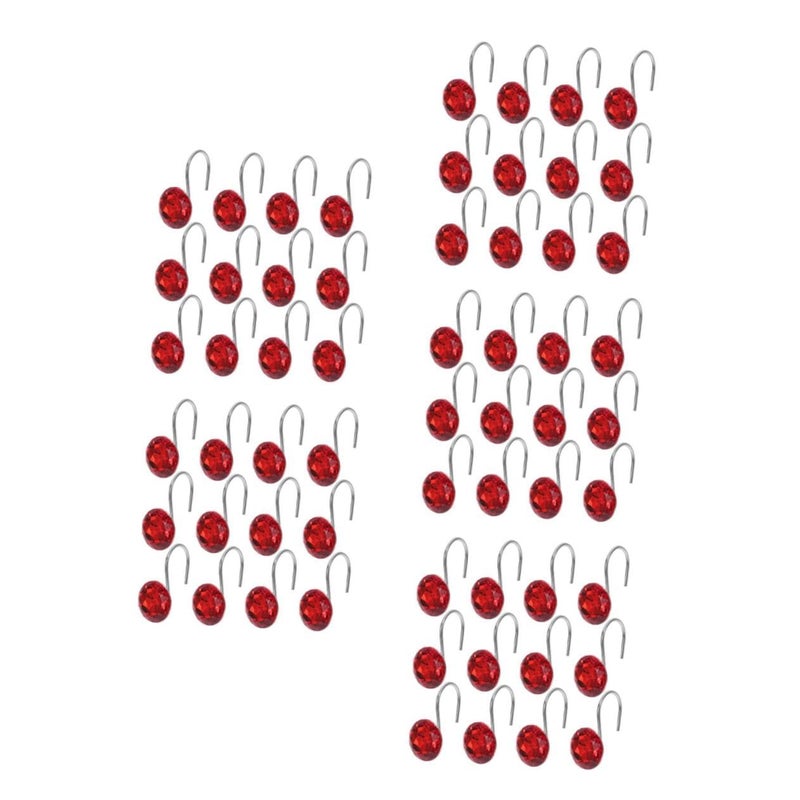 Acrylic Shower Curtain Hooks 12pcs Elegant Bead Design Bathroom Accessories - Image 2