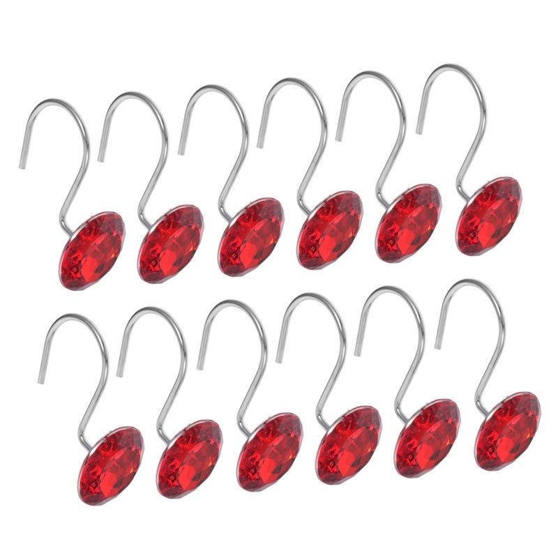 Acrylic Shower Curtain Hooks 12pcs Elegant Bead Design Bathroom Accessories - Image 4