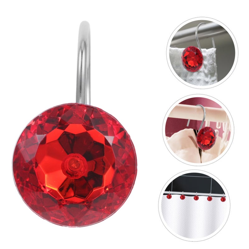 Acrylic Shower Curtain Hooks 12pcs Elegant Bead Design Bathroom Accessories - Image 3