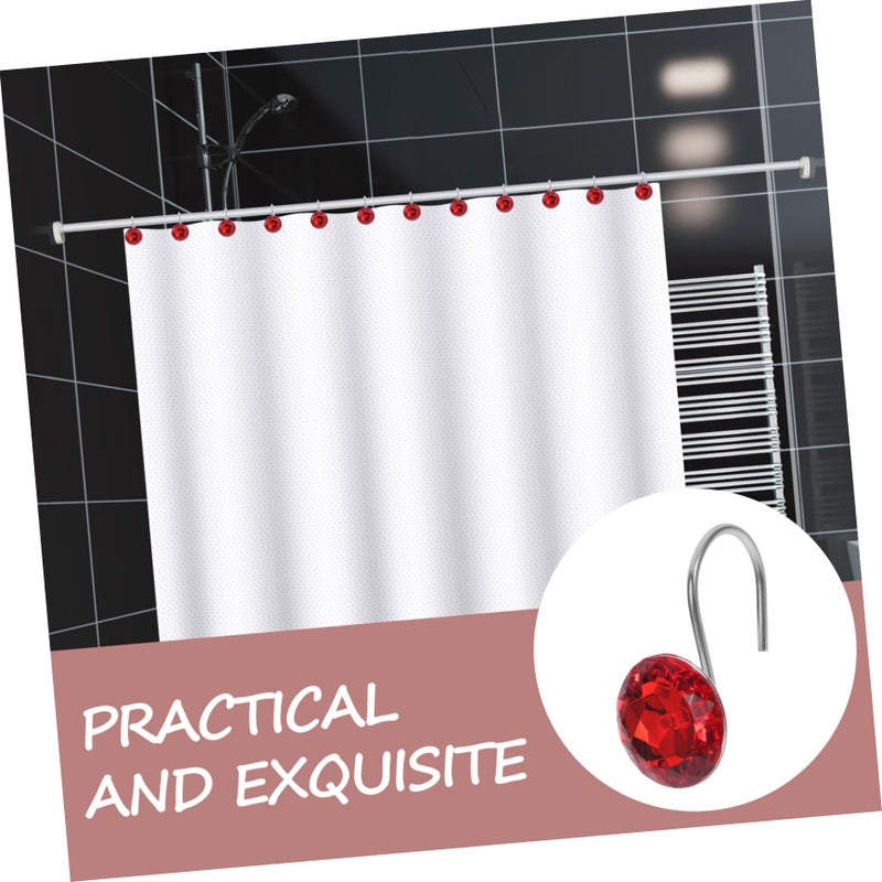Acrylic Shower Curtain Hooks 12pcs Elegant Bead Design Bathroom Accessories - Image 5