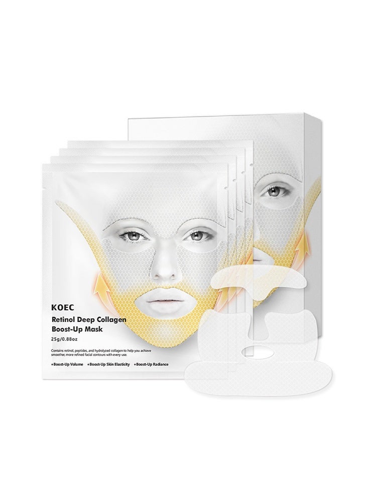 ك أو إي سي قناع تعزيز الكولاجين العميق بالريتينول ، الكولاجين العميق لرفع الخط V وشد الوجه ، الريتينول لخطوط الابتسامة ومنطقة الجبهة ، قناع رفع الكولاجين للبشرة المتوهج الزجاجي 4 قطع - Image 1