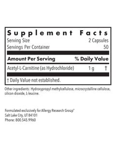 Allergy Research Group Acetyl-L-Carnitine 500mg Supplement - Metabolism and Energy Support, ALC, Free Form Amino Acid, Vegetarian Capsules - 100 Count - pzsku/Z6C3A5B8FAA77FDBD9594Z/45/_/1739882057/587343ed-f705-4f89-86d2-8aed96d85393