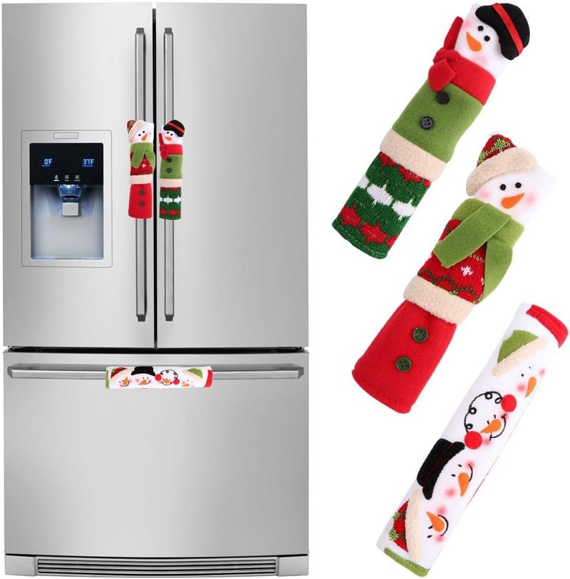 OurWarm Christmas Fridge Handle Covers Set of 3, Adorable Snowman Kitchen Appliance Handle Covers Microwave Oven Or Dishwasher Handle Covers Protector for Christmas Decorations - Image 4