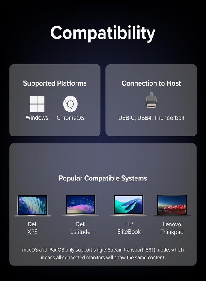 Plugable USB C to HDMI Multi Monitor Adapter | Triple 4K60 Displays | Driverless MST Hub for Windows, Chrome OS, USB-C, Thunderbolt, USB4 Laptops | Multi HDMI Ports, HDR & HDCP Compliant (USBC-MSTH3) - Image 5