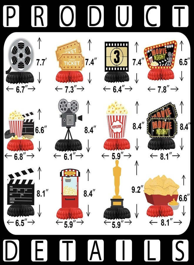HaPiBiDesign Movie Night Party Decorations - Honeycomb Centerpieces for Movie Night Birthday Decor - Movie Night Table Decoration for Kids - Movie Night Theme Décor - Image 2