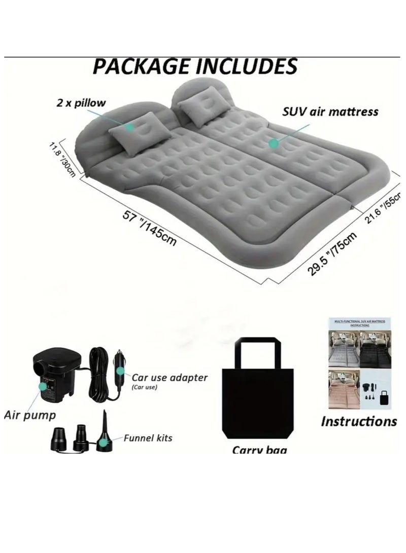 Portable Inflatable Car Bed with Electric Pump & Pillows,Comfortable PVC RV Mattress, Foldable and Thickened for SUV, Camping, Travel - Image 2