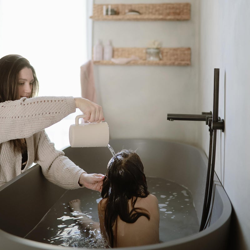 mushie Baby Bath Rinse Cup | 100% Food Grade Silicone | Shampoo & Body Washing Rinser Cup for Kids (Natural) - Image 3