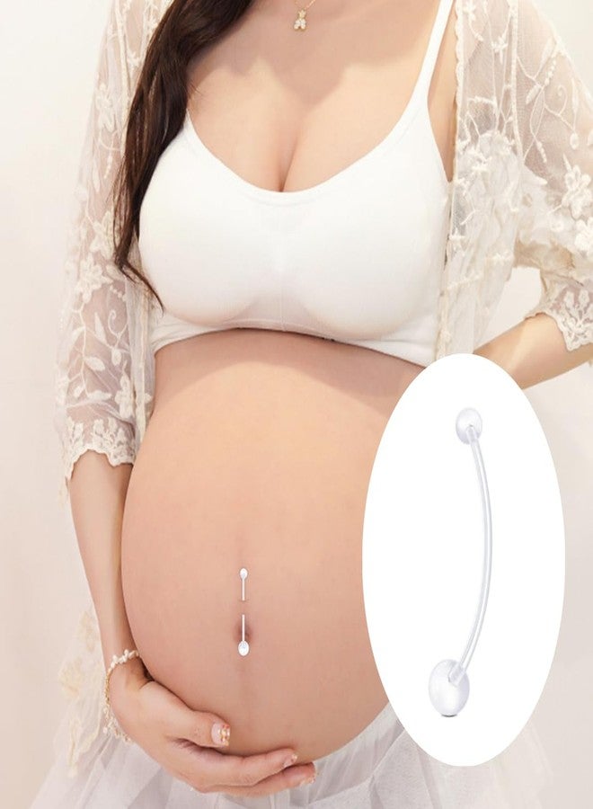 FECTAS Pregnancy Belly Button Rings 9pcs Long Bar 32&35&38mm Plastic for Pregnant Women Clear Belly Button Ring Clear Flexible Bioplast Belly Piercing Retainer - Image 4