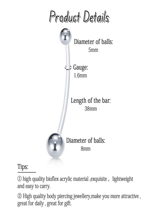 FECTAS Pregnancy Belly Button Rings 9pcs Long Bar 32&35&38mm Plastic for Pregnant Women Clear Belly Button Ring Clear Flexible Bioplast Belly Piercing Retainer - Image 2