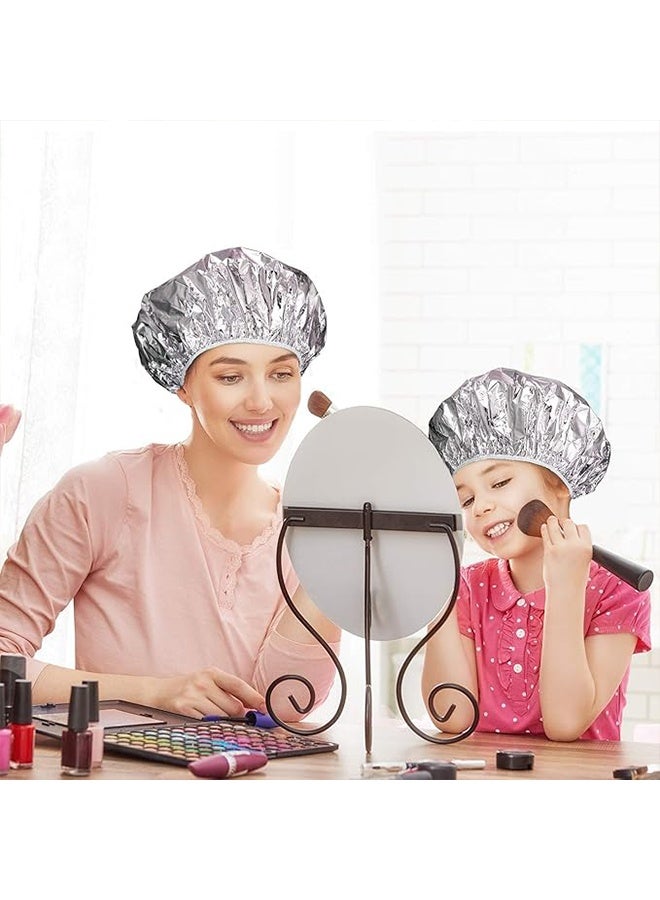 12 Pieces Deep Conditioning Caps Aluminum Foil Reusable Hair Processing Hair Coloring Shower Caps for Home Salon Use(Silvery) - Image 5