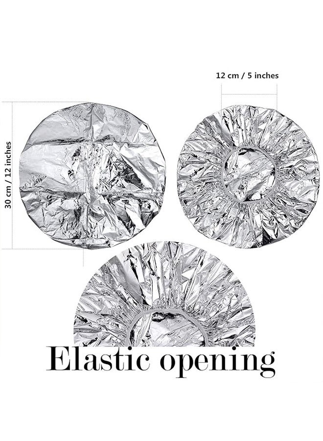 12 Pieces Deep Conditioning Caps Aluminum Foil Reusable Hair Processing Hair Coloring Shower Caps for Home Salon Use(Silvery) - Image 2