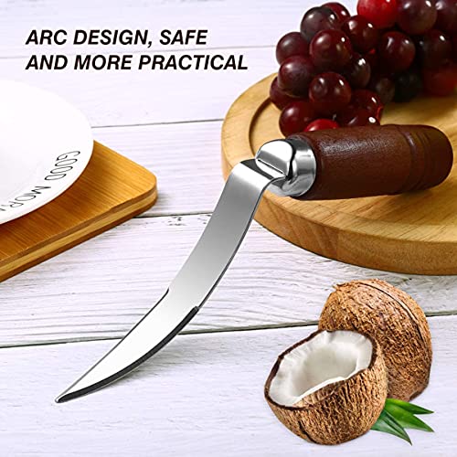 we3 Coconut Tool Coconut Meat Remover Durable Wooden Handle Stainless Steel Coconut Opener Scraper Knife for Kitchen Home - Image 2