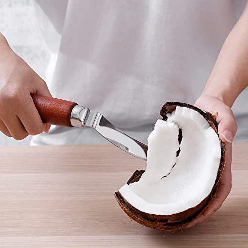 we3 Coconut Tool Coconut Meat Remover Durable Wooden Handle Stainless Steel Coconut Opener Scraper Knife for Kitchen Home - Image 4