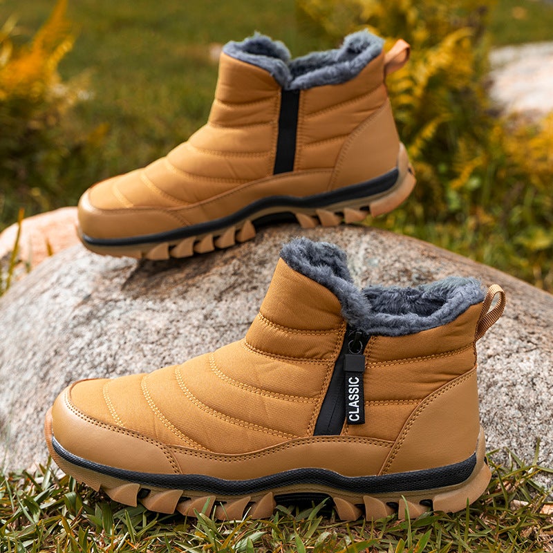 Winter Cotton Shoes For Men, High-Waisted Double-Zip Snow Boots, Waterproof And Non-Slip Dad Shoes, Velvet, Warm And Thickeneded, Middle-Aged And Elderly Shoes - Image 5