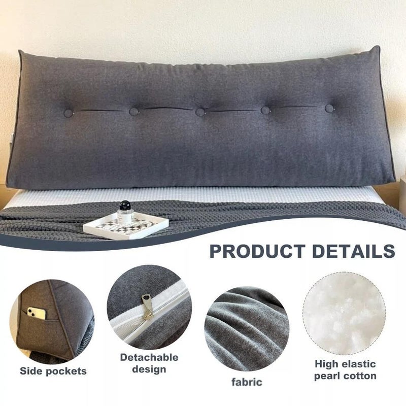 Large Triangular Wedge Pillow Haze Blue 23.62x19.69x7.87 Inch Ultra Soft Lumbar Support Bed Cushion - Image 2