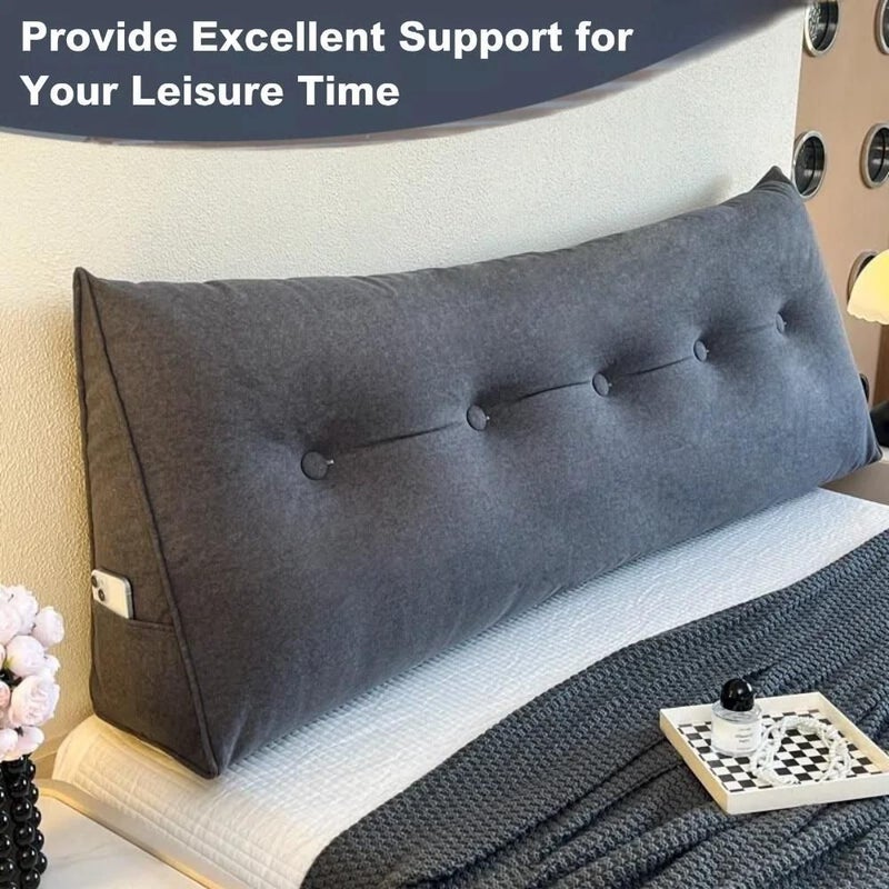 Large Triangular Wedge Pillow Haze Blue 23.62x19.69x7.87 Inch Ultra Soft Lumbar Support Bed Cushion - Image 5