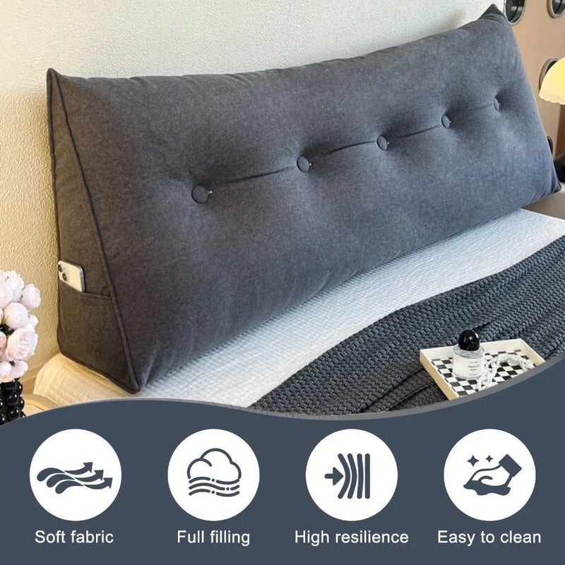 Large Triangular Wedge Pillow Haze Blue 23.62x19.69x7.87 Inch Ultra Soft Lumbar Support Bed Cushion - Image 1
