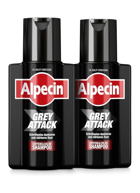 Grey Attack Caffeine & Colour Shampoo for Men 2x 200ml