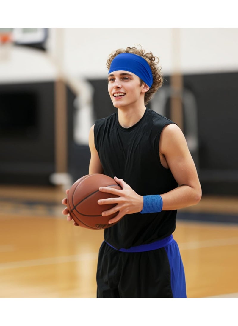 Chabeia Sport Sweatbands for Men and Womem, 4 Pack, Summer Workout Headbands, Sweat Wicking Double-Layer Hairbands for Running - Image 2