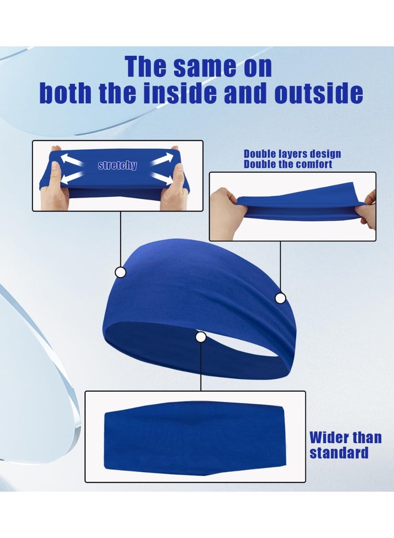 Chabeia Sport Sweatbands for Men and Womem, 4 Pack, Summer Workout Headbands, Sweat Wicking Double-Layer Hairbands for Running - Image 3