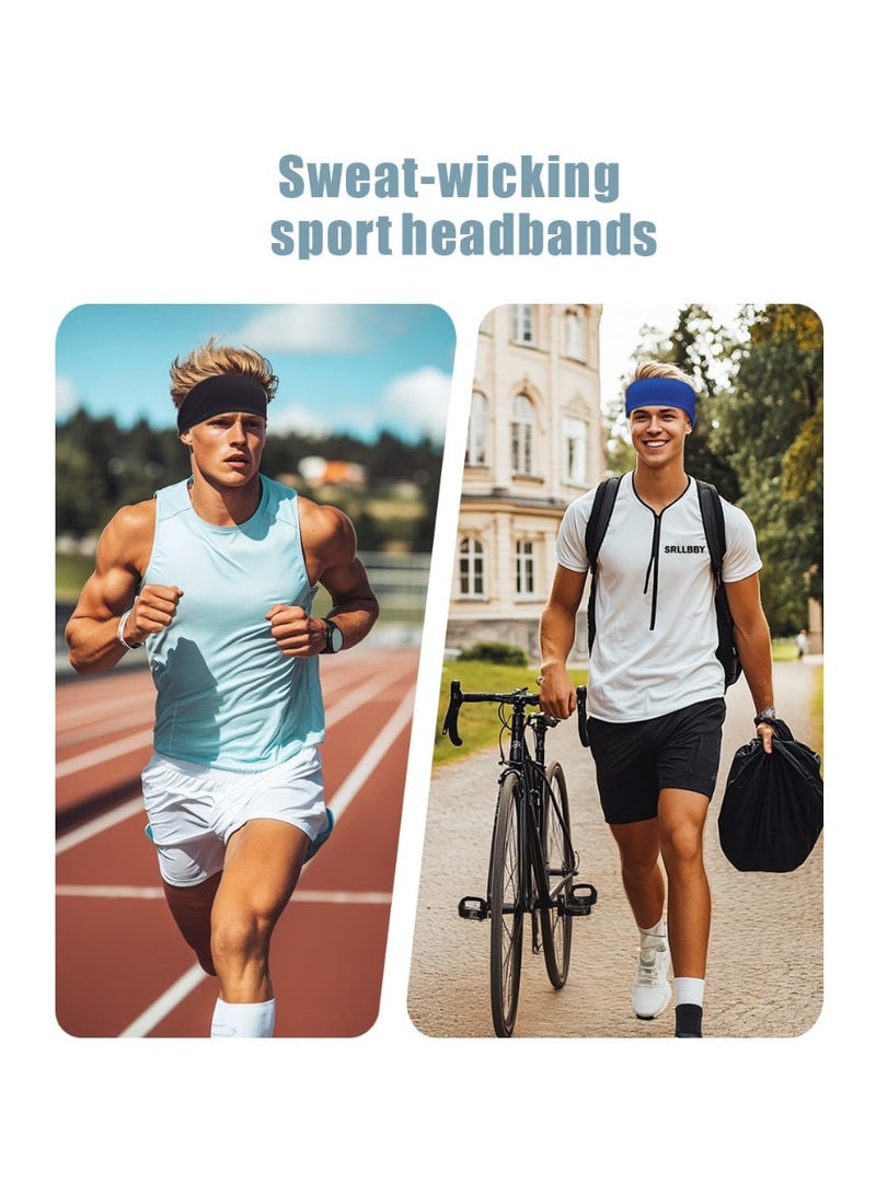 Chabeia Sport Sweatbands for Men and Womem, 4 Pack, Summer Workout Headbands, Sweat Wicking Double-Layer Hairbands for Running - Image 4