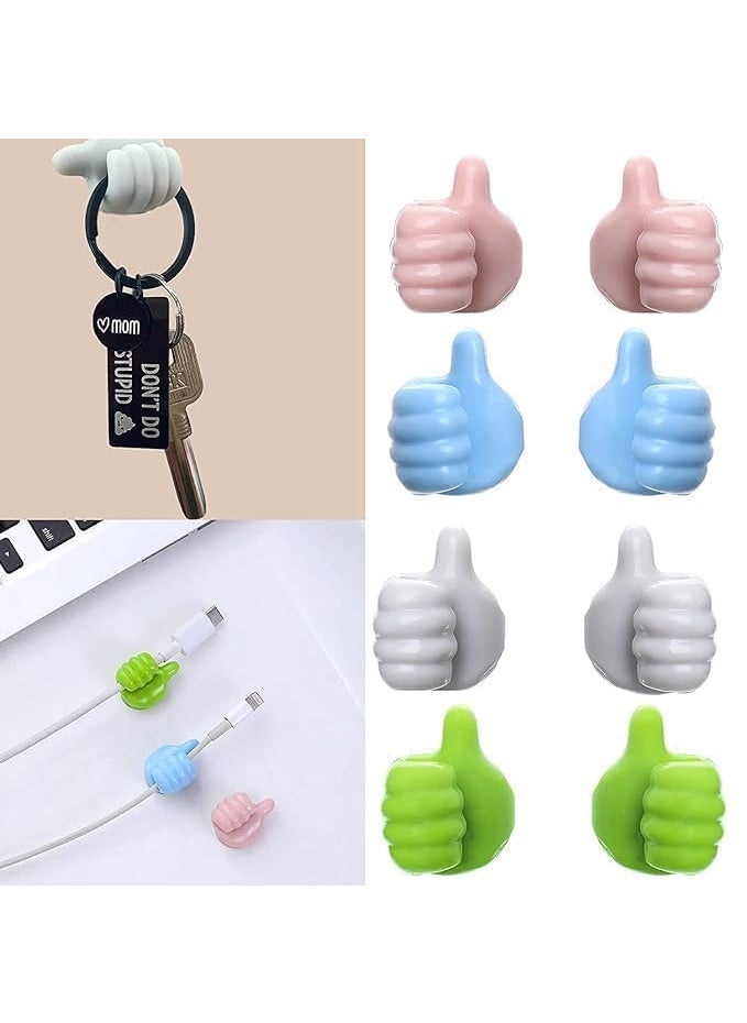 Airbyte Airbyte Self Adhesive Thumb Wall Hooks for Hanging Cable Clips No Punching Key Hook Holder Wall Hangers Silicone Hooks Desk Wire Management Random Color Pack of 10  - Image 4