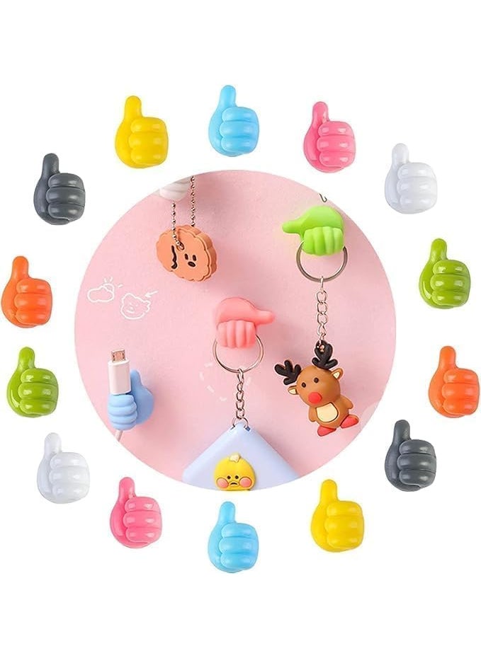 Airbyte Airbyte Self Adhesive Thumb Wall Hooks for Hanging Cable Clips No Punching Key Hook Holder Wall Hangers Silicone Hooks Desk Wire Management Random Color Pack of 10  - Image 1