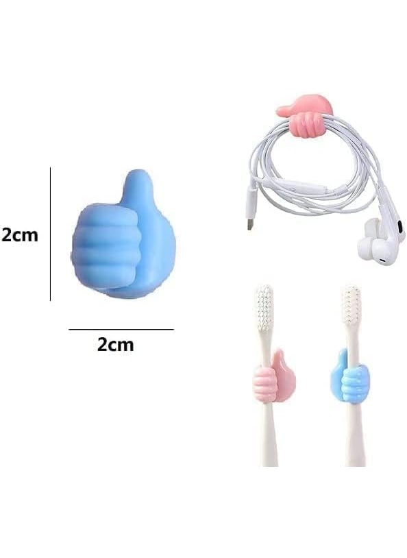 Airbyte Airbyte Self Adhesive Thumb Wall Hooks for Hanging Cable Clips No Punching Key Hook Holder Wall Hangers Silicone Hooks Desk Wire Management Random Color Pack of 10  - Image 2