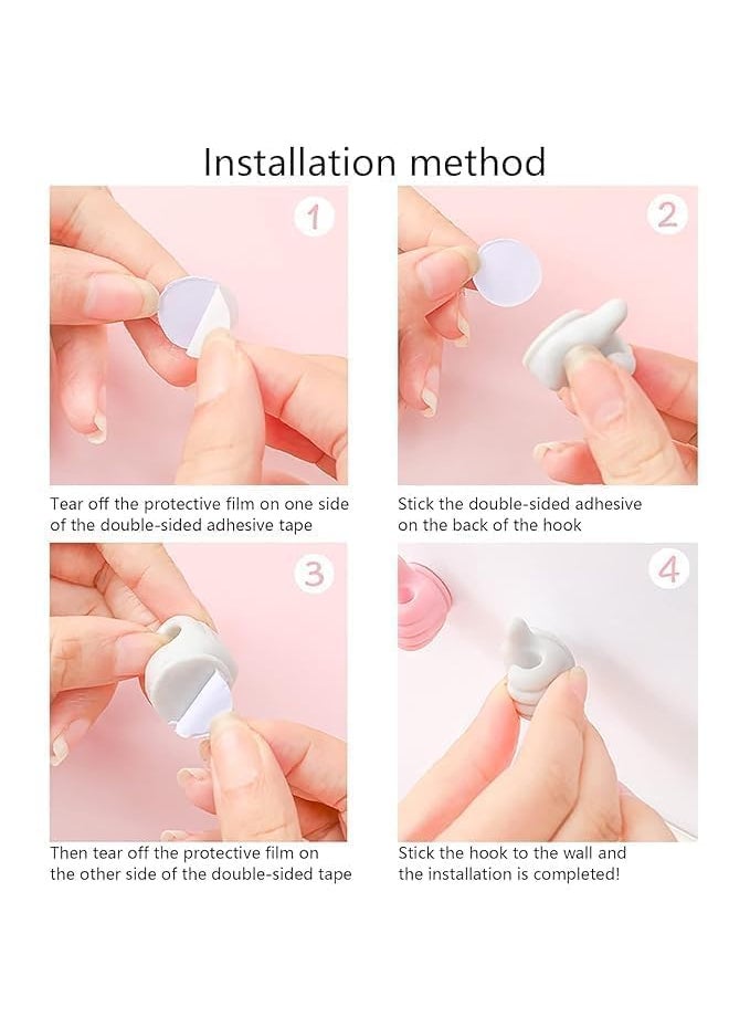 Airbyte Airbyte Self Adhesive Thumb Wall Hooks for Hanging Cable Clips No Punching Key Hook Holder Wall Hangers Silicone Hooks Desk Wire Management Random Color Pack of 10  - Image 3