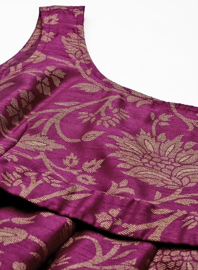 SASSAFRAS Jacquard Floral Print Self Belt Maxi Dress - Image 5