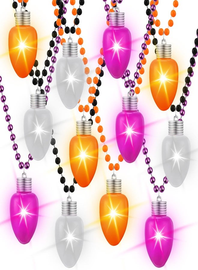 Ferreve 12 Pcs Halloween Light Up Bead Necklaces Bulk, LED Glow Bulb Party Lanyard Necklace for Halloween Trick or Treat, Costume Parties, Party Favors, Mardi Gras - Image 1