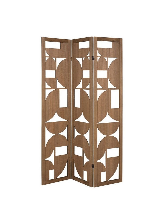 atmosphera Hernan Modern Geometric Design 3-Panel Folding Screen Divider Chestnut Brown 170 x 121 x 1.8 cm 197812 - Image 1