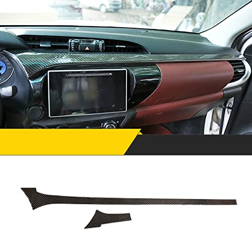 taruisixt Fit for Toyota Hilux 2015-2021 Real Carbon Fiber (Soft) Interior Accessories Central Dashboard Decorative Panel Protective Sticker - Image 1