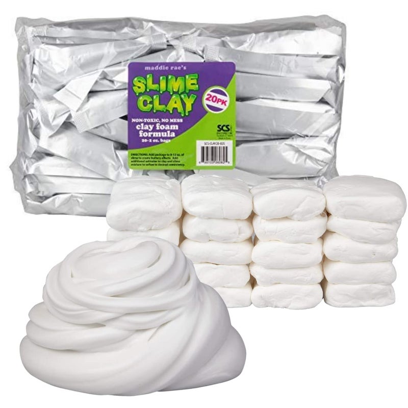 SCS Direct Maddie Rae Slime Clay (20 pk) Non-Toxic, No Mess Clay Foam Formula for Unique Creamy Butter Effects, Great for Arts & Crafts, Slime Glue Making Supplies, School Projects, Kids Gifts - Image 1