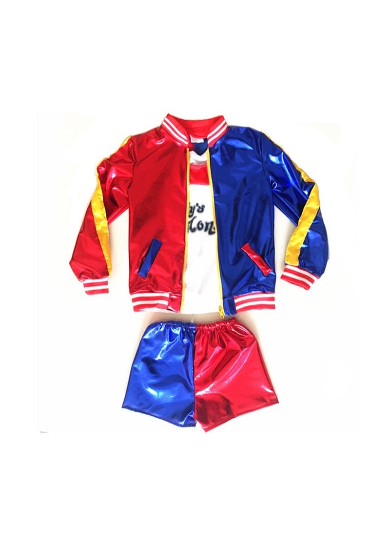 Kids Harley Quinn Costume with Jacket Shorts T-shirt Gloves Kids Costume Kit for Halloween Party Cosplay - Image 1