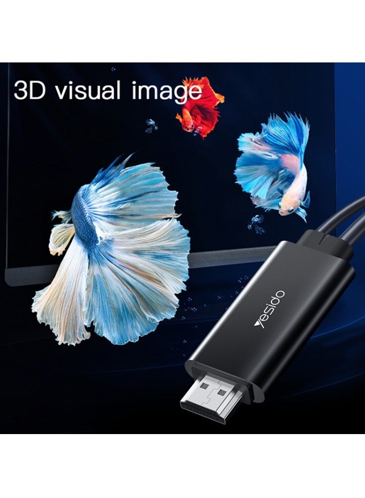 Yesido 3 In 1 Hdmi Cable For Lightning - Micro - Type-C - Black - Image 5