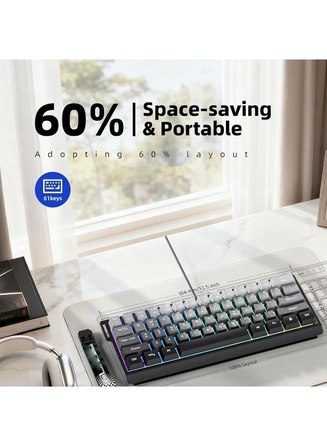 لوحة مفاتيح ألعاب سلكية عامة بنسبة 60%، بإضاءة RGB خلفية، تصميم مدمج صغير مكون من 61 مفتاحًا، مناسبة لأجهزة الكمبيوتر واللابتوب، تصميم مريح للاستخدام الطويل - Image 4