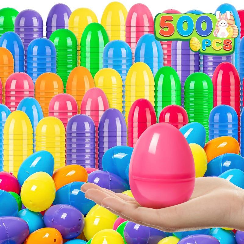 Jumlys 500 PCS 315 Plastic Easter Eggs Bulk Empty Easter Eggs in 8 Colors Fillable Colorful Eggs with Hinge Perfect for Easter Hunt Basket Stuffers Fillers and Easter Theme Party Favors - Image 3