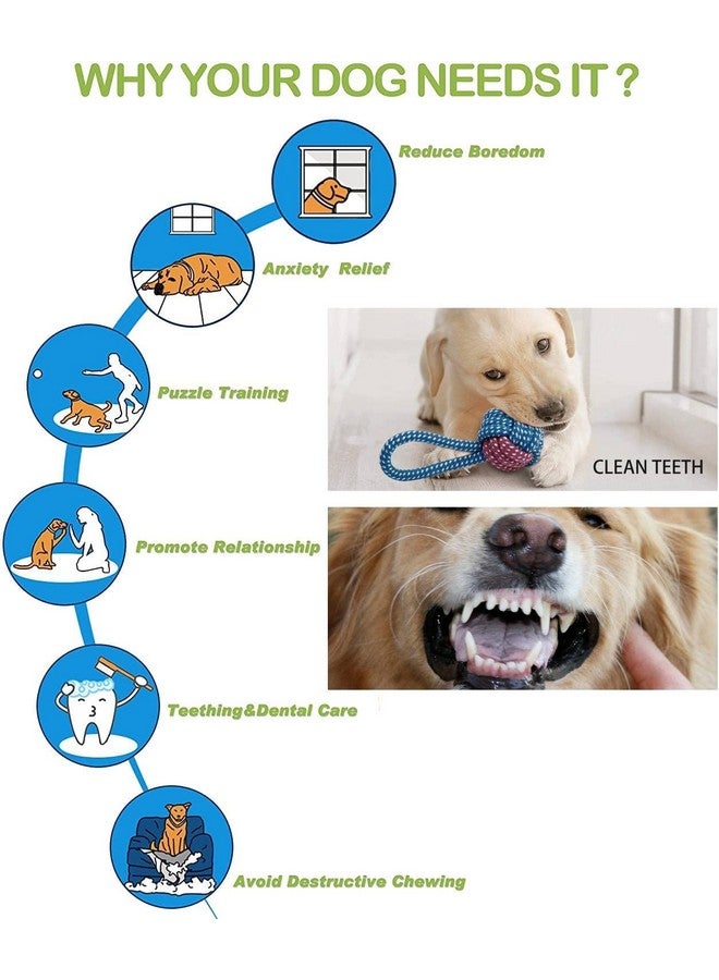 مجموعة ألعاب مضغ الحبل القطني للكلاب 3 في 1 للكلاب الصغيرة والجراء (عقدتان + كرة قطنية + حبل مقبض) لعبة مضغ قطنية معقودة للكلاب للعب وتنظيف الأسنان والتدريب (قد يختلف اللون) - Image 4