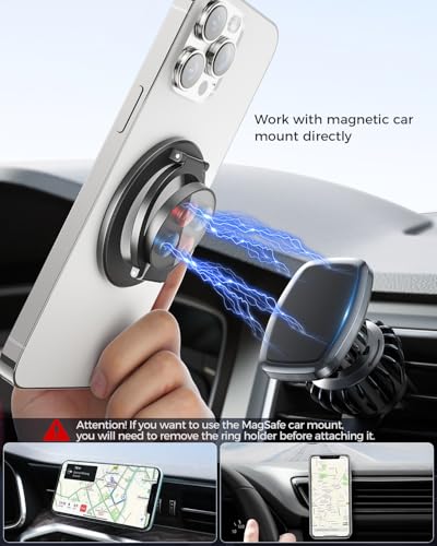 SUPERONE Magnetic Ring Holder for MagSafe Dual-Side Magnetics, Removable Gym Phone Grip with Kickstand for iPhone 17/16/15/14/13/12/ Series MagSafe Case All Phones Compatible with Magnetic Car Mount - Image 3