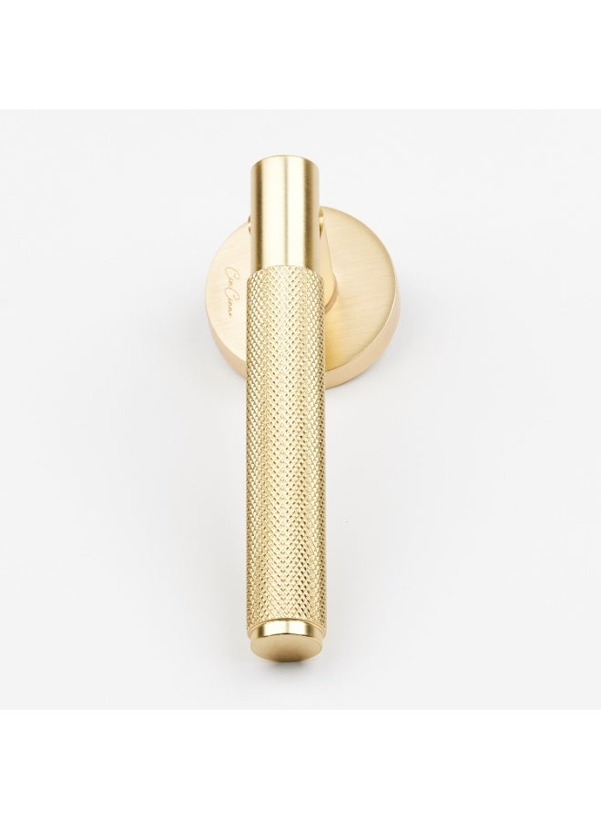 CINCINNO Levitas Premium Anti-Rust Aluminum Door Handle Pair With 28.8x15mm Cylinder Plate, Fits 58x50 Lock Body, Salt Spray Tested, 2-Year Color & 5-Year Mechanical Warranty (Brushed Natural Brass) - Image 2