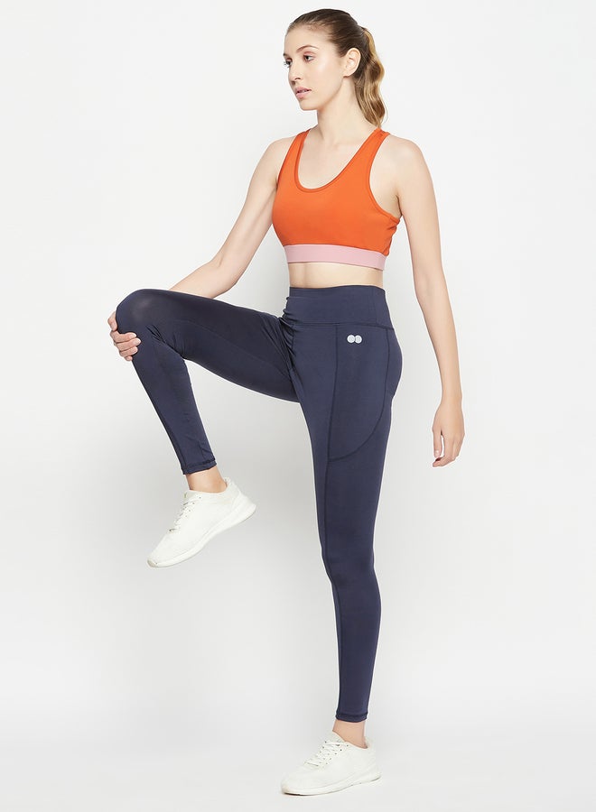 Clovia Logo Detail Active Tights with Side Pocket - Image 1