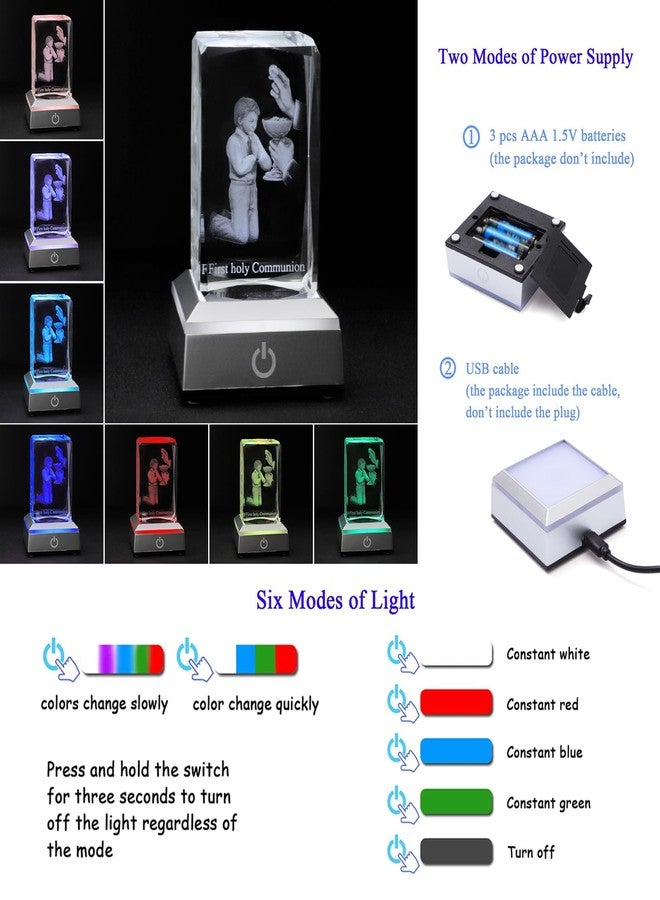 KOMI First Communion Gifts for Boys, 3D Crystal Statue with LED Light Base, Catholic Religious Gifts for Kids with Gifts Box, Night Light for Bedroom, Christian Catholic Home Decor - Image 3