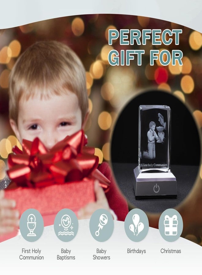 KOMI First Communion Gifts for Boys, 3D Crystal Statue with LED Light Base, Catholic Religious Gifts for Kids with Gifts Box, Night Light for Bedroom, Christian Catholic Home Decor - Image 5
